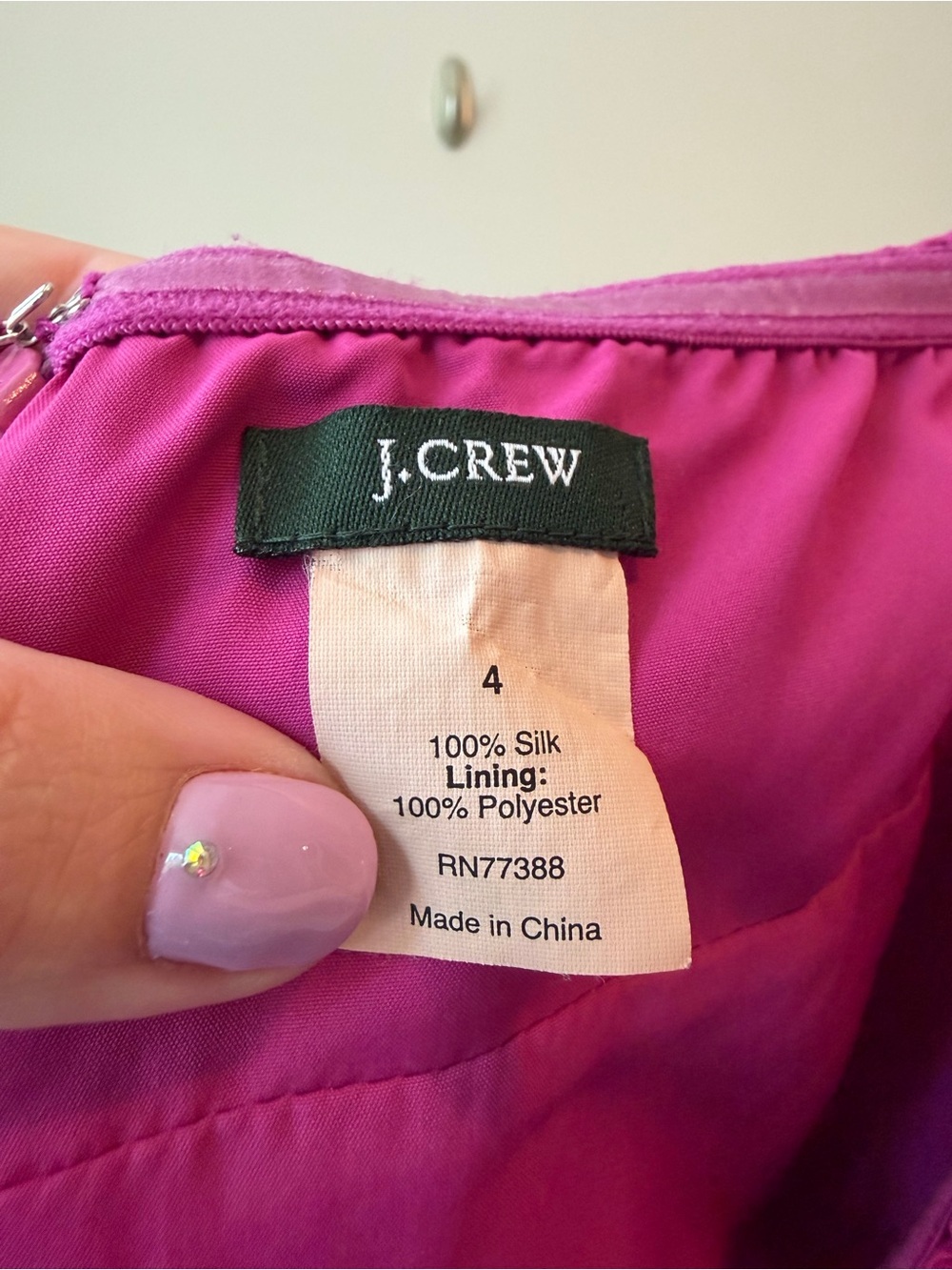 J.Crew Silk Strapless Magenta Midi Dress Size 4 Pleated Bodice - Picture 3 of 3